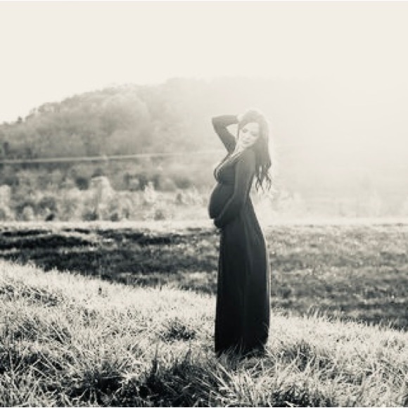 Black Long Sleeve Maternity Maxi Dress - Picture 1 of 9